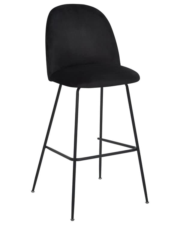 Set av 2 Barstolar Svart Sammetsklädsel Svart Stålram Höjd Sits Matsal Möbler Glam Design