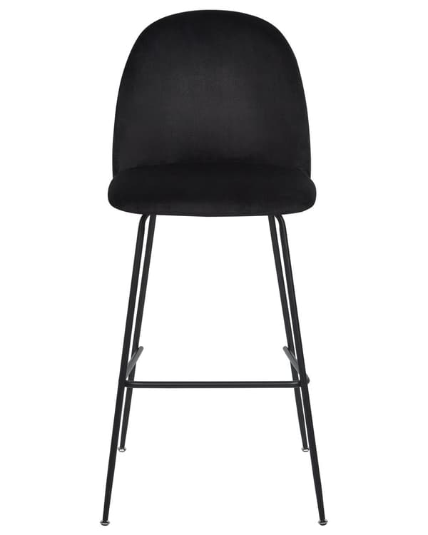 Set av 2 Barstolar Svart Sammetsklädsel Svart Stålram Höjd Sits Matsal Möbler Glam Design