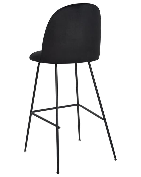 Set av 2 Barstolar Svart Sammetsklädsel Svart Stålram Höjd Sits Matsal Möbler Glam Design