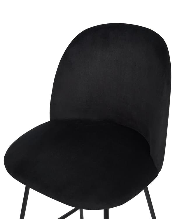 Set av 2 Barstolar Svart Sammetsklädsel Svart Stålram Höjd Sits Matsal Möbler Glam Design