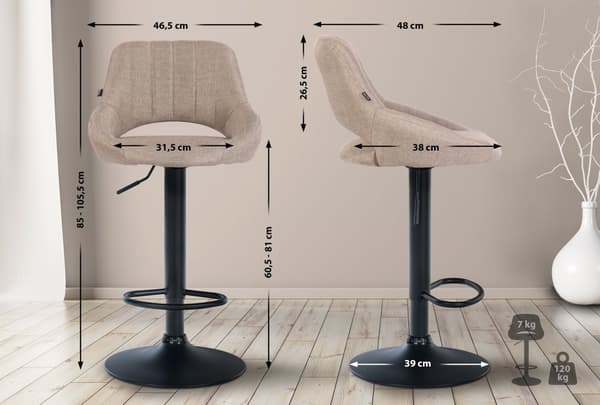 CLP Uppsättning med 2 barstolar Milet tyg