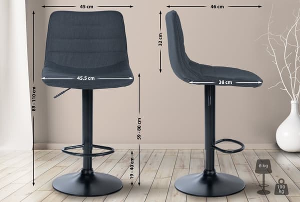 CLP Uppsättning med 2 barstolar Lex tyg