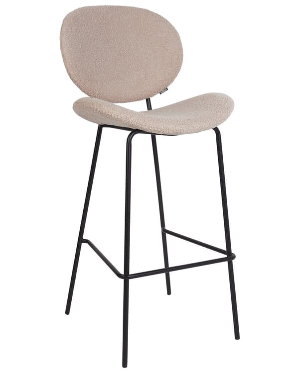 Sett med 2 barstoler Mørkegrønn Bouclé PU Jernben Uten armlener Retro design Barkrakker Stoler