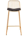 Miniatyrbild 5 av 10: Barstolar set om 2 Guld Metall Tråddesign Konstläder Svart Sittdyna Glam Industrial Modern Kök Matsal