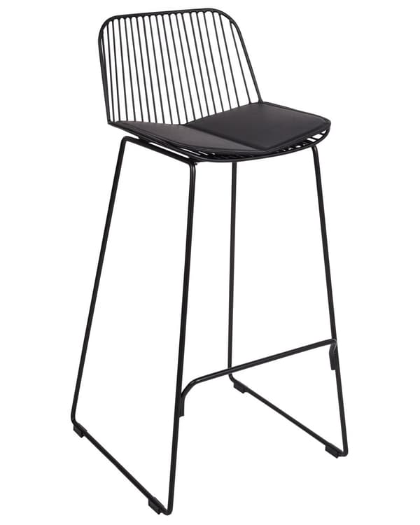 Barstolar set om 2 Svart Metall Tråddesign Konstläder Svart Sittdyna Glam Industrial Modern Kök Matsal
