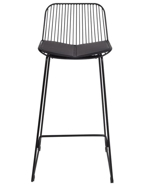 Barstolar set om 2 Svart Metall Tråddesign Konstläder Svart Sittdyna Glam Industrial Modern Kök Matsal