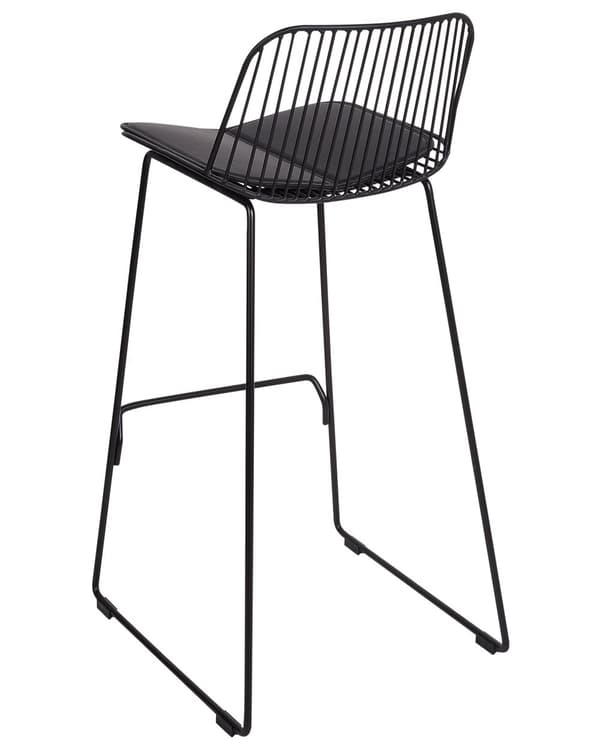 Barstolar set om 2 Svart Metall Tråddesign Konstläder Svart Sittdyna Glam Industrial Modern Kök Matsal