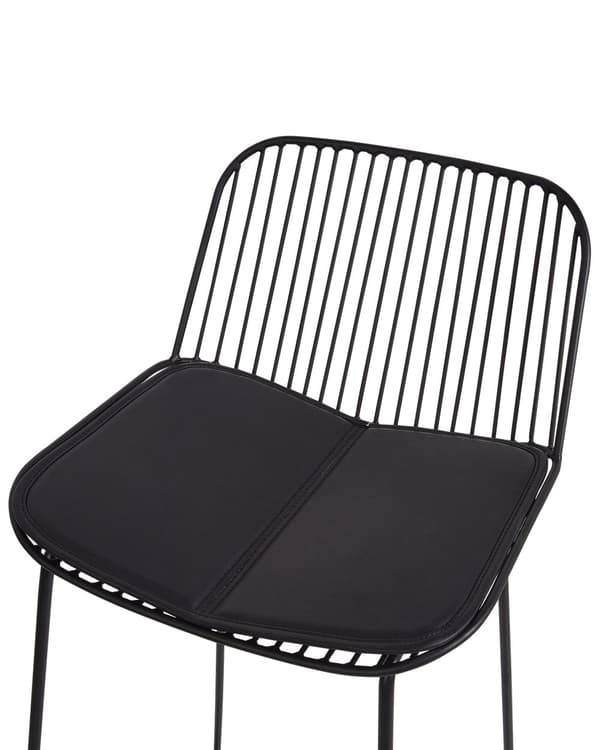 Barstolar set om 2 Svart Metall Tråddesign Konstläder Svart Sittdyna Glam Industrial Modern Kök Matsal