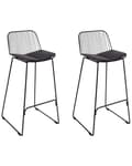 Miniatyrbild 1 av 10: Barstolar set om 2 Svart Metall Tråddesign Konstläder Svart Sittdyna Glam Industrial Modern Kök Matsal