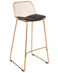Miniatyrbillede 4 af 10: Sæt med 2 barstole Guld metal Ståltråd Design Kunstlæder Sort sædehynde Glam Industrial Modern stil