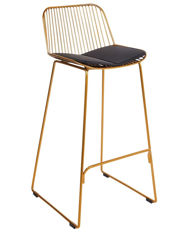 Baarituoli kulta 2 kpl teräs keinonahkatyyny käsinojaton moderni glamour