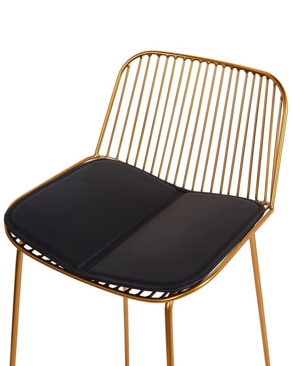 Baarituoli kulta 2 kpl teräs keinonahkatyyny käsinojaton moderni glamour