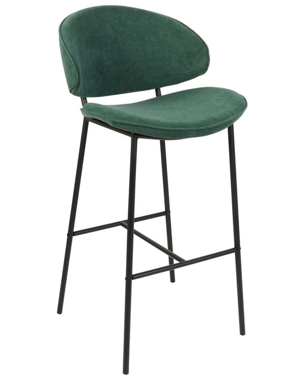 Barstole Grøn Polyester Sæt af 2 Polstrede Stofstole til Spisestue Spisestuestol til Indendørs Spisestol med Stålben Indretning