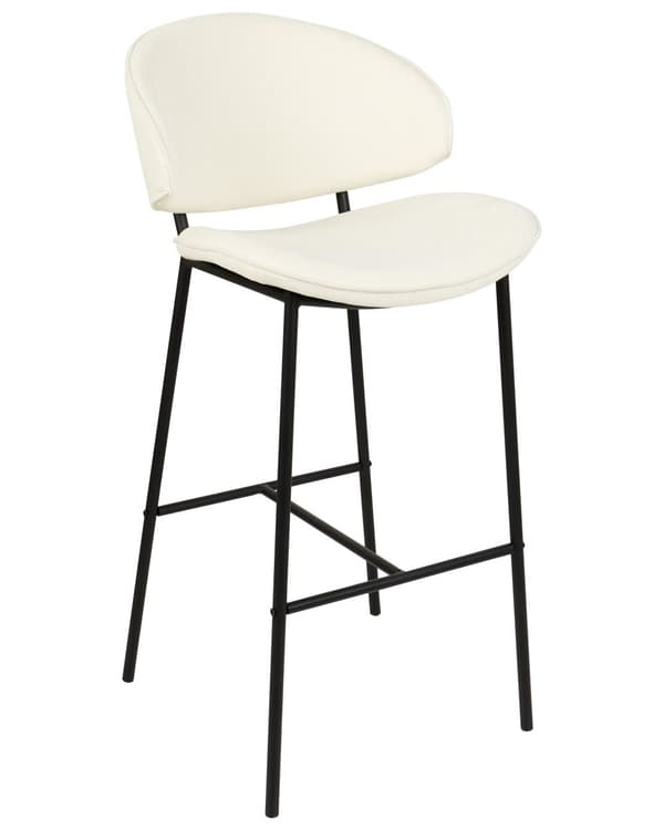 Uppsättning med 2 Barstolar Krämfärgad Tygklädsel Svarta Metallben Utan Armstöd Böjt Ryggstöd Modern och Samtida Design Matsal Kök