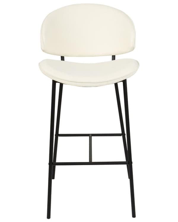 Uppsättning med 2 Barstolar Krämfärgad Tygklädsel Svarta Metallben Utan Armstöd Böjt Ryggstöd Modern och Samtida Design Matsal Kök