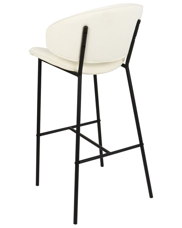 Uppsättning med 2 Barstolar Krämfärgad Tygklädsel Svarta Metallben Utan Armstöd Böjt Ryggstöd Modern och Samtida Design Matsal Kök