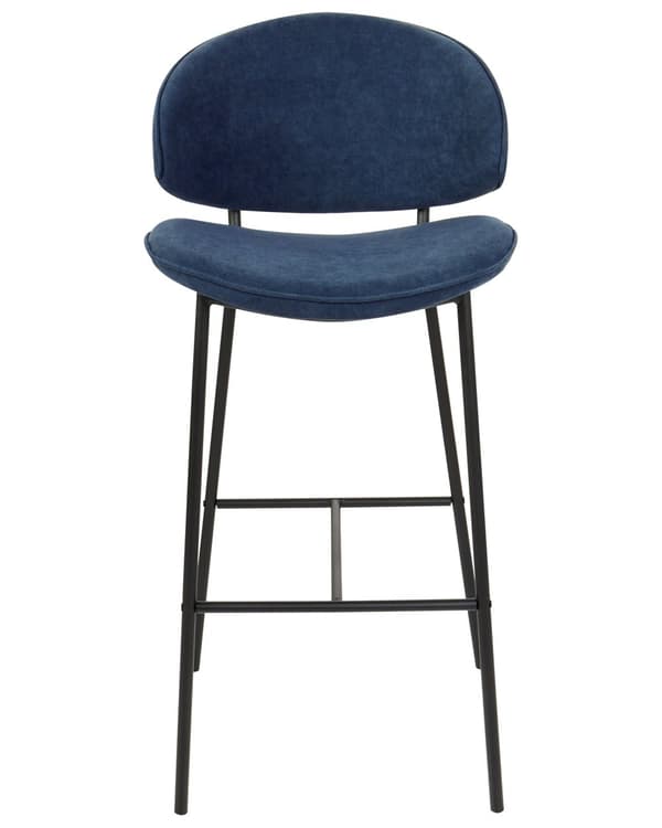 Uppsättning med 2 Barstolar Krämfärgad Tygklädsel Marinblå Metallben Utan Armstöd Böjt Ryggstöd Modern och Samtida Design Matsal Kök