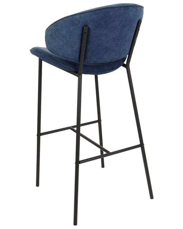 Uppsättning med 2 Barstolar Krämfärgad Tygklädsel Marinblå Metallben Utan Armstöd Böjt Ryggstöd Modern och Samtida Design Matsal Kök