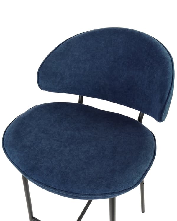 Uppsättning med 2 Barstolar Krämfärgad Tygklädsel Marinblå Metallben Utan Armstöd Böjt Ryggstöd Modern och Samtida Design Matsal Kök
