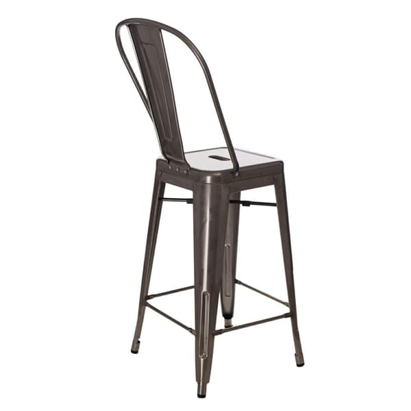 Paris Back 66cm metallisk pall inspirerad av Tolix