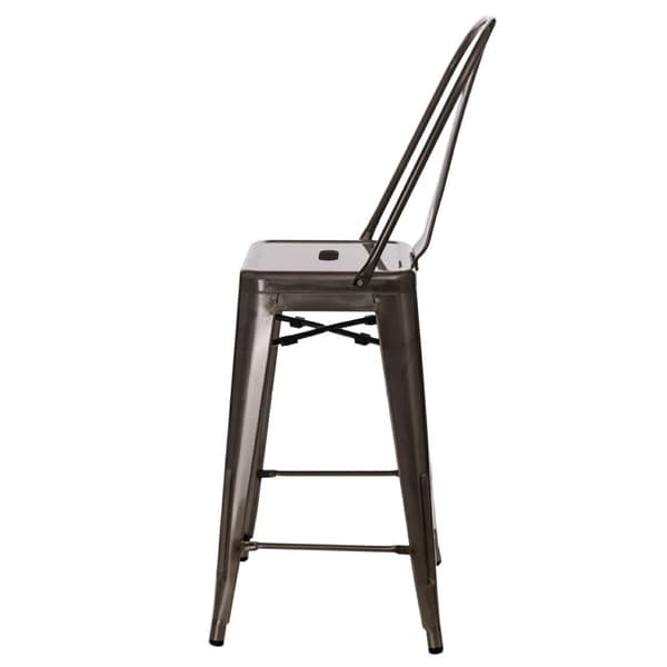 Paris Back 66cm metallisk pall inspirerad av Tolix