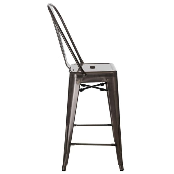 Paris Back 66cm metallisk pall inspirerad av Tolix
