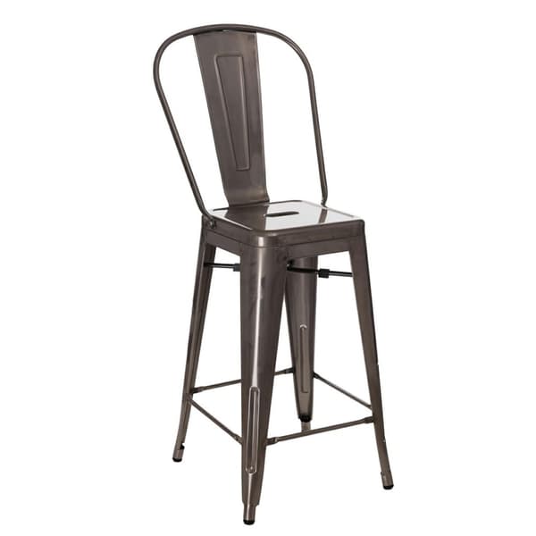 Paris Back 66cm metallisk pall inspirerad av Tolix