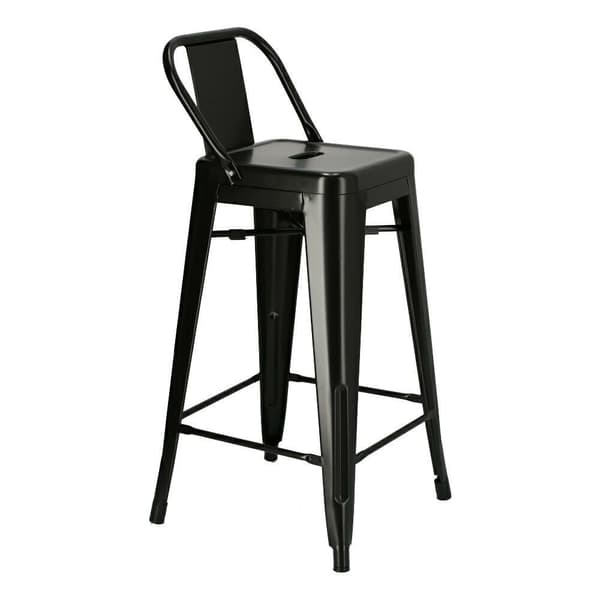 Paris Back kort pall 66cm svart insp. Tolix
