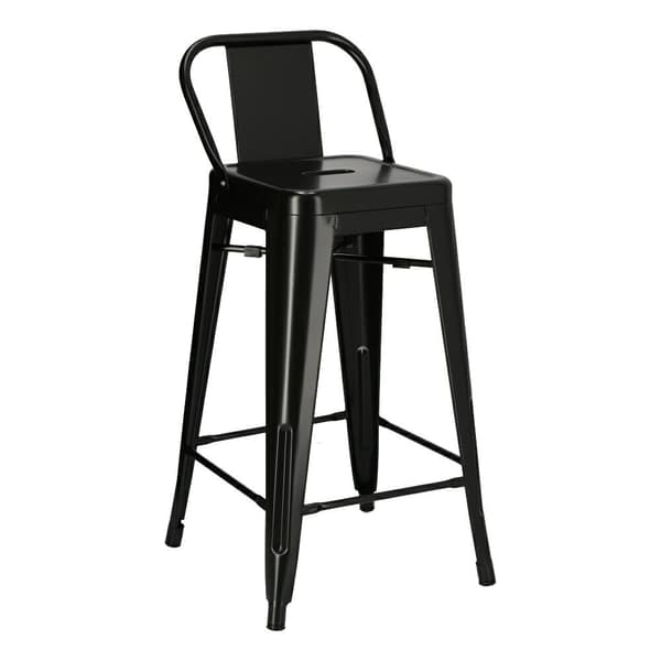 Paris Back kort pall 66cm svart insp. Tolix