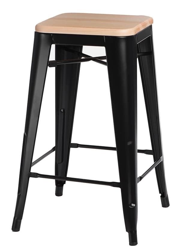 Paris Wood skammel, 65 cm, sort, naturfyr