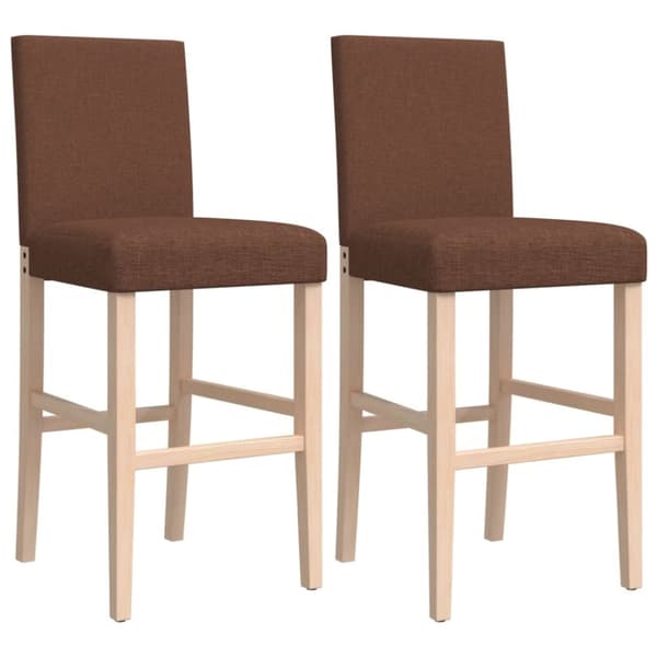 vidaXL barstole 2 stk. massivt gummitræ og stof