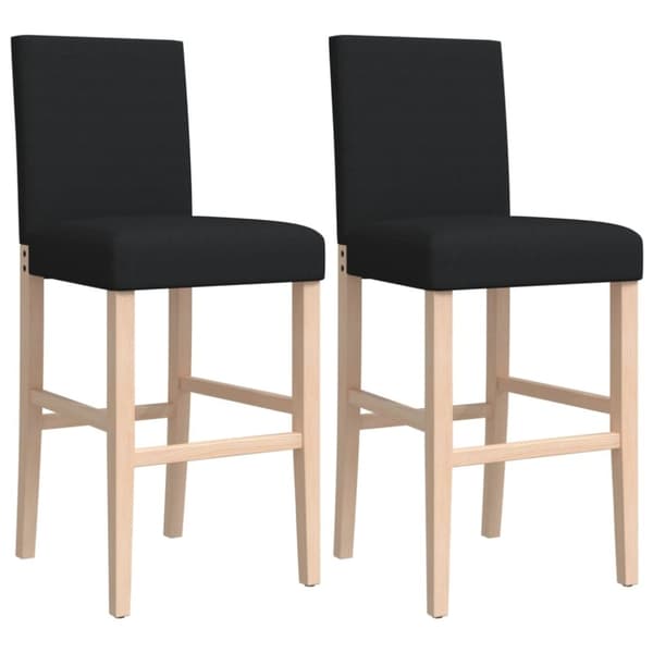 vidaXL barstole 2 stk. massivt gummitræ og stof