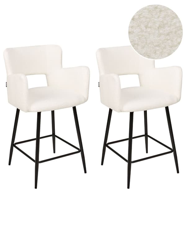 Sæt med 2 Barstole Spisestuestol Taupe Velour med Armlæn Udskåret Ryglæn Sort Metalben
