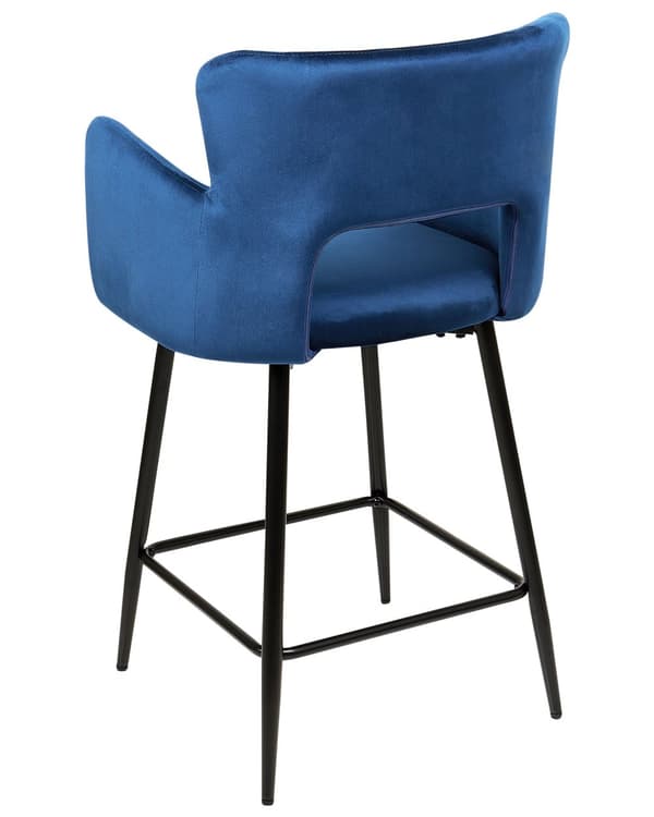 Sæt med 2 Barstole Spisestuestol Taupe Velour med Armlæn Udskåret Ryglæn Sort Metalben