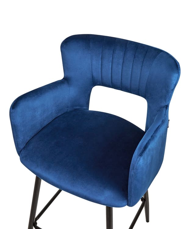 Sæt med 2 Barstole Spisestuestol Taupe Velour med Armlæn Udskåret Ryglæn Sort Metalben