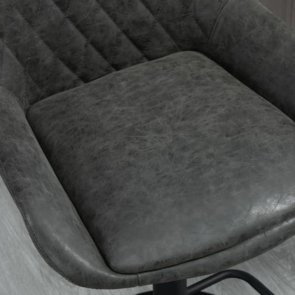 Rootz Barstol - Køkkentaburet - Designskammel - Højdejusterbar - Kunstlæder - Stål - Skum - Mørkegrå + Sort - 51 Cm X 59 Cm X 117 Cm