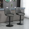 Miniatyrbillede 2 af 6: Rootz Barstol - Køkkentaburet - Designskammel - Højdejusterbar - Kunstlæder - Stål - Skum - Mørkegrå + Sort - 51 Cm X 59 Cm X 117 Cm