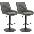 Miniatyrbillede 1 af 6: Rootz Barstol - Køkkentaburet - Designskammel - Højdejusterbar - Kunstlæder - Stål - Skum - Mørkegrå + Sort - 51 Cm X 59 Cm X 117 Cm