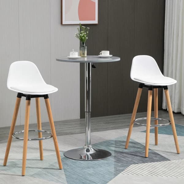 Rootz sæt med 2 barstole - Barstole - Scandi Design - Fodstøtte - Kunstlæder - Naturlig + Hvid - 38,5 cm x 42,5 cm x 91 cm