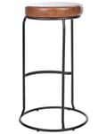 Miniatyrbilde 6 av 9: Sett med 2 Barstoler Brune Armløse Benkapper Kunstskinn Svart Stålben Moderne Design Spisestue Sitteplasser