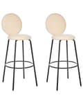 Miniatyrbilde 4 av 10: Sett med 2 Barstoler Lysebeige Armløse Benkapper Boucle Svarte Stålben Moderne Design Spisestuestoler