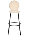 Miniatyrbilde 6 av 10: Sett med 2 Barstoler Lysebeige Armløse Benkapper Boucle Svarte Stålben Moderne Design Spisestuestoler