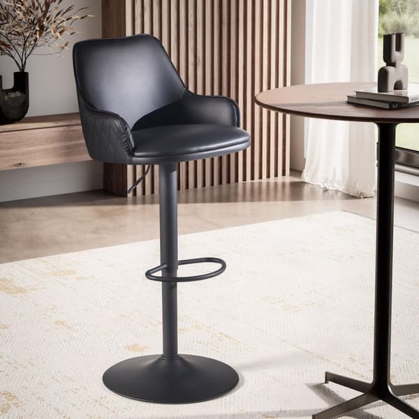 Rootz Modern Design -baarijakkara - Työpöytäjakkara - Kääntyvä jakkara - Timanttitikkaus - 45cm x 86-106cm x 45cm - Musta - 360° Kääntö - Metallijalus