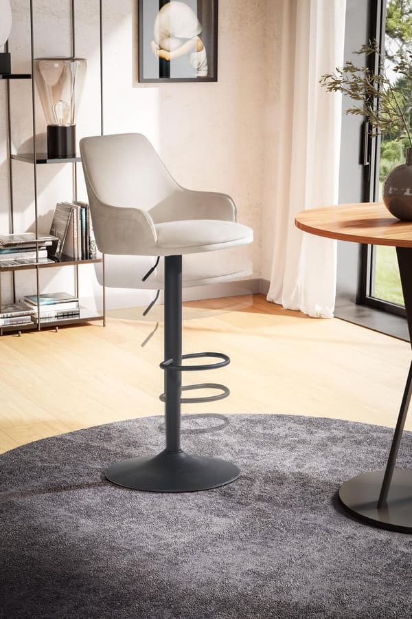 Rootz Modern Design Barstol - Fløjlssæde - Drejestol - Diamantquiltning - Metalbund - Beige - 45cm x 86-106cm x 45cm
