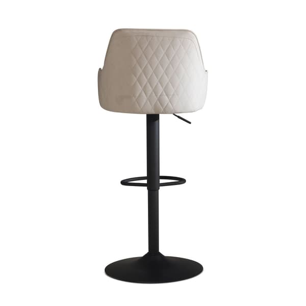 Rootz Modern Design Barstol - Fløjlssæde - Drejestol - Diamantquiltning - Metalbund - Beige - 45cm x 86-106cm x 45cm