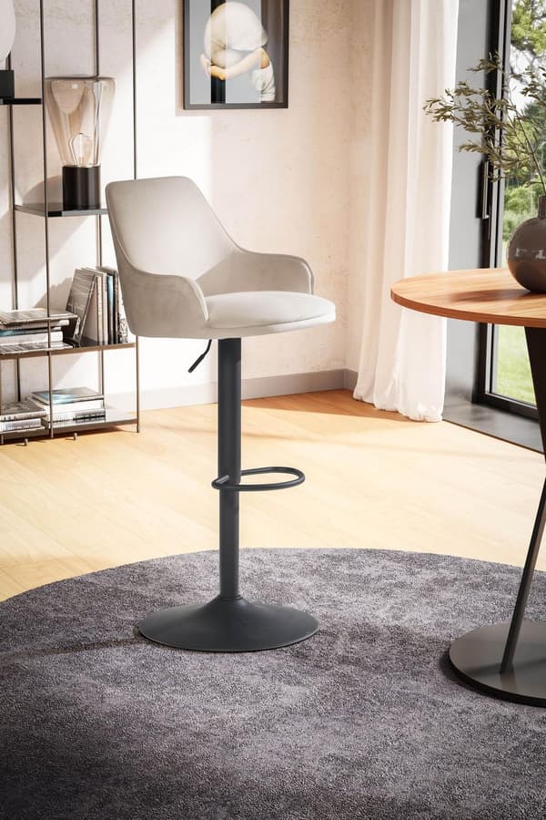 Rootz Modern Design Barstol - Fløjlssæde - Drejestol - Diamantquiltning - Metalbund - Beige - 45cm x 86-106cm x 45cm