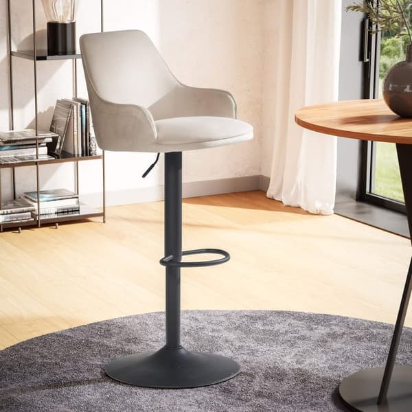 Rootz Modern Design -baarijakkara - Velvet-istuin - Kääntötuoli - Timanttitikkaus - Metallijalusta - Beige - 45cm x 86-106cm x 45cm