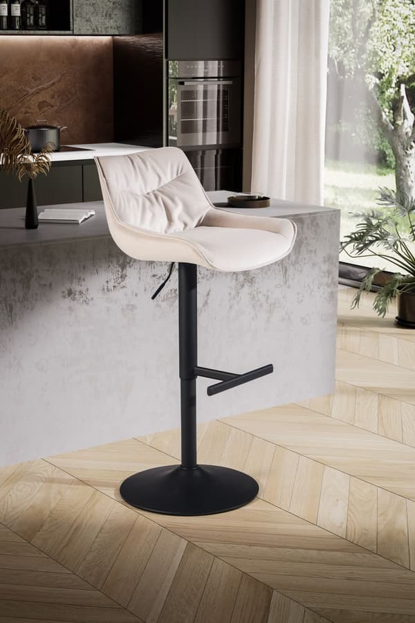 Rootz Modern Design -baarijakkara - Velvet-istuin - Kääntötuoli - Metallijalusta - Beige - 45cm x 86-106cm x 55cm