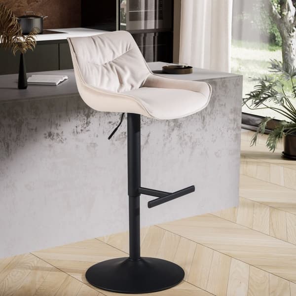 Rootz Modern Design -baarijakkara - Velvet-istuin - Kääntötuoli - Metallijalusta - Beige - 45cm x 86-106cm x 55cm