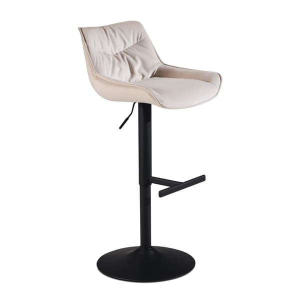 Rootz Modern Design Barpall - Sammetssits - Snurrstol - Metallunderrede - Beige - 45cm x 86-106cm x 55cm